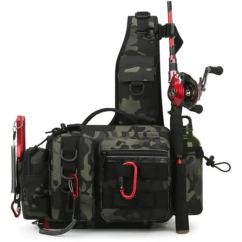 Mochila de Pesca con Portacañas y Correa Bandolera