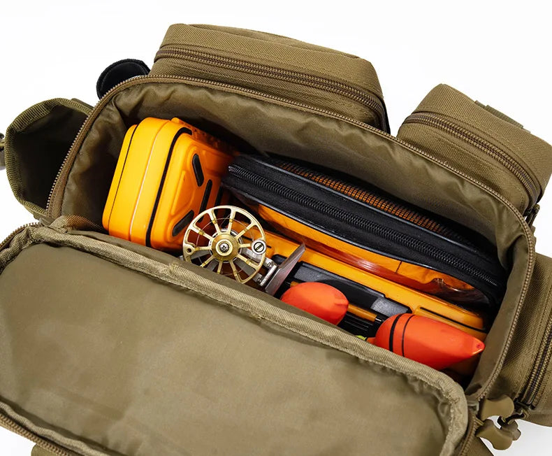 Mochila de Pesca con Portacañas y Correa Bandolera