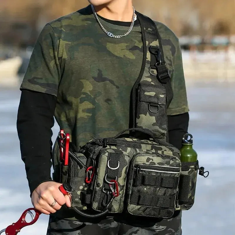 Mochila de Pesca con Portacañas y Correa Bandolera