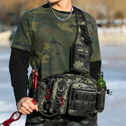 Mochila de Pesca con Portacañas y Correa Bandolera