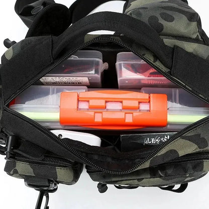 Mochila de Pesca con Portacañas y Correa Bandolera
