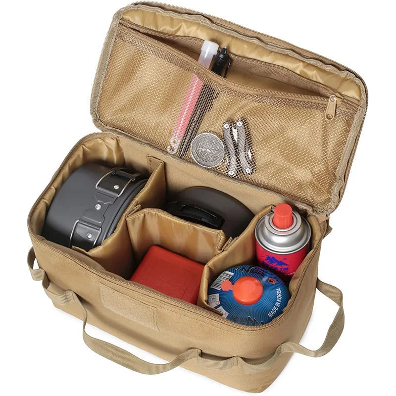 Bolsa organizadora de camping sostenida de las asas