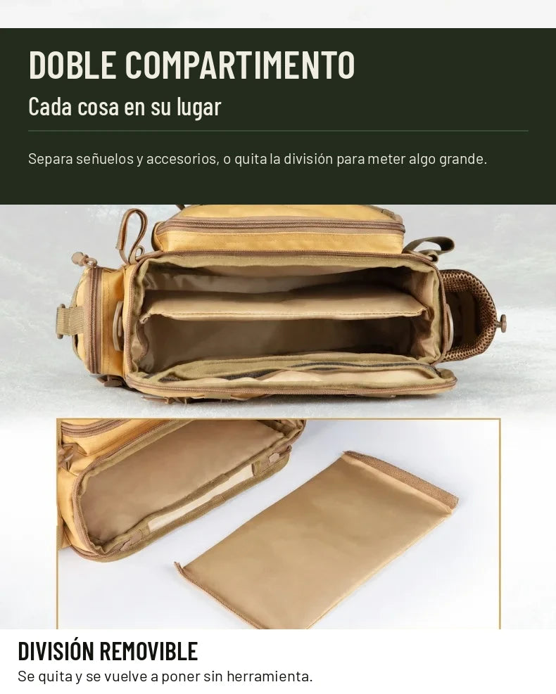 Doble compartimento de la bolsa de pesca con división removible