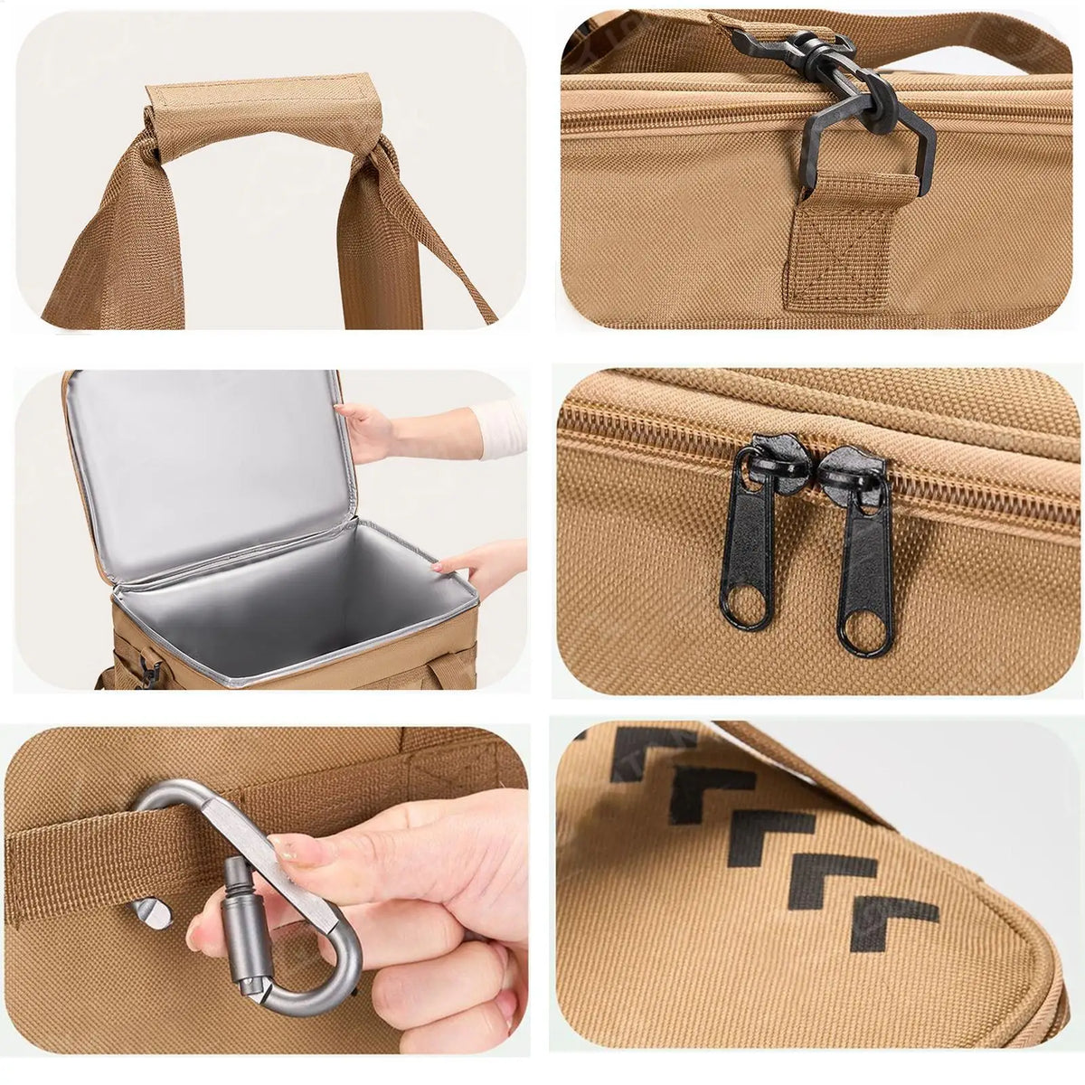 Caja organizadora de camping con asas y correa de hombro