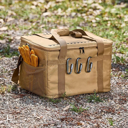 Caja organizadora de camping con cierre superior y compartimento