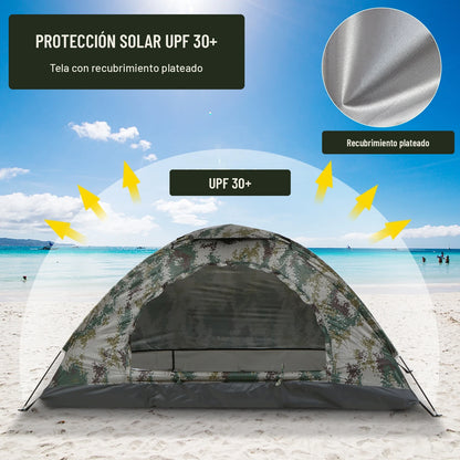 Casa de campaña con protección solar UPF 30+ y recubrimiento plateado