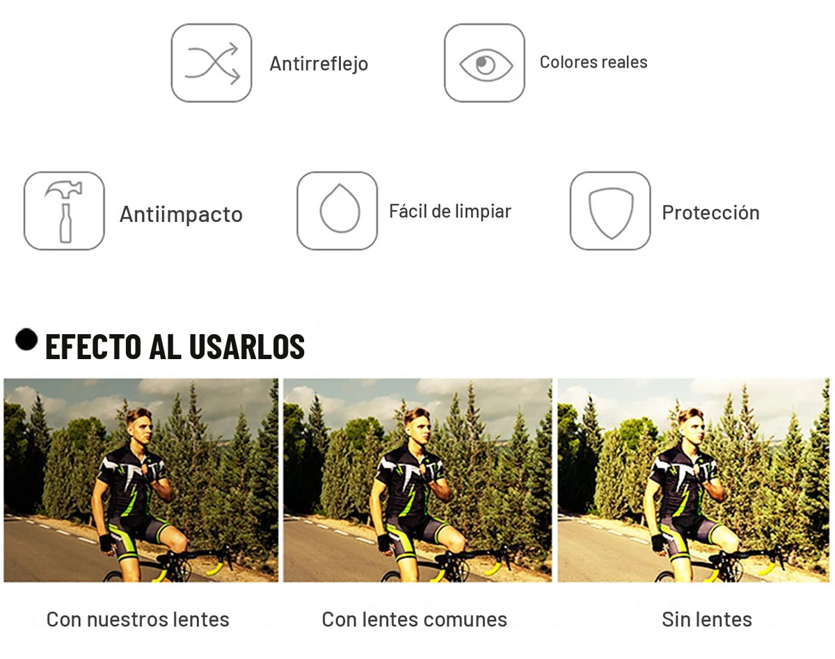 Lentes de Sol Deportivos Rompeviento — Protección UV