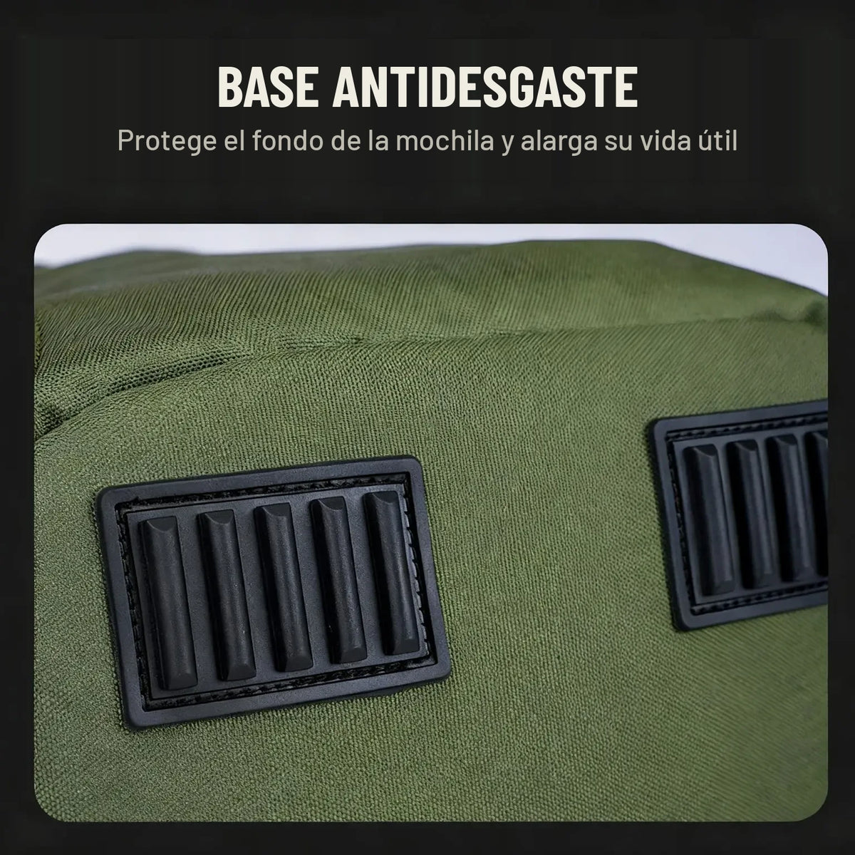 Base antidesgaste que protege el fondo de la mochila de pesca