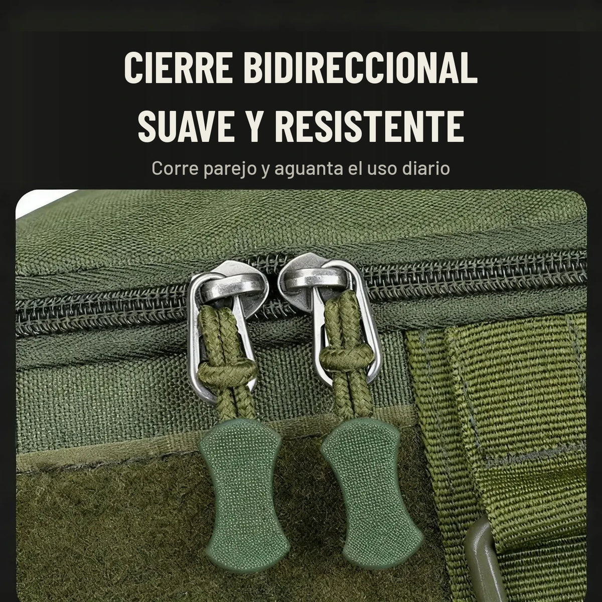 Cierre bidireccional de la mochila de pesca