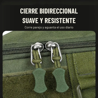 Cierre bidireccional de la mochila de pesca