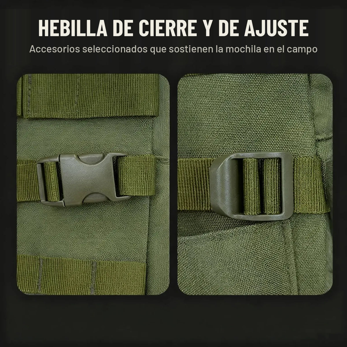 Hebillas de cierre y de ajuste de la mochila de pesca