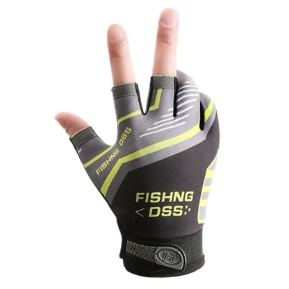 Guantes de pesca Ferrata Outdoor con protección solar en gris, azul y rojo