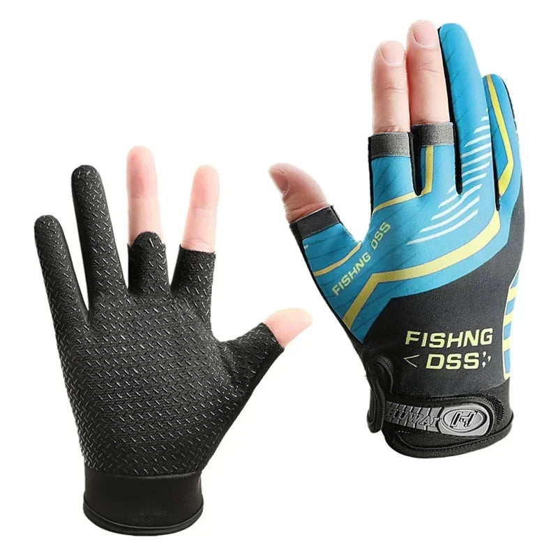 Guantes de pesca antideslizantes con dedos libres para manipular la línea
