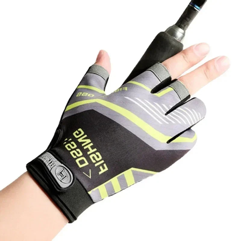Guantes de pesca con muñequera ajustable y tres dedos libres