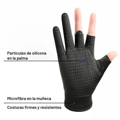 Palma de los guantes de pesca con partículas de silicona y microfibra reforzada en la muñeca