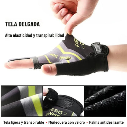 Guantes de pesca de tela delgada con muñequera de velcro y palma antideslizante