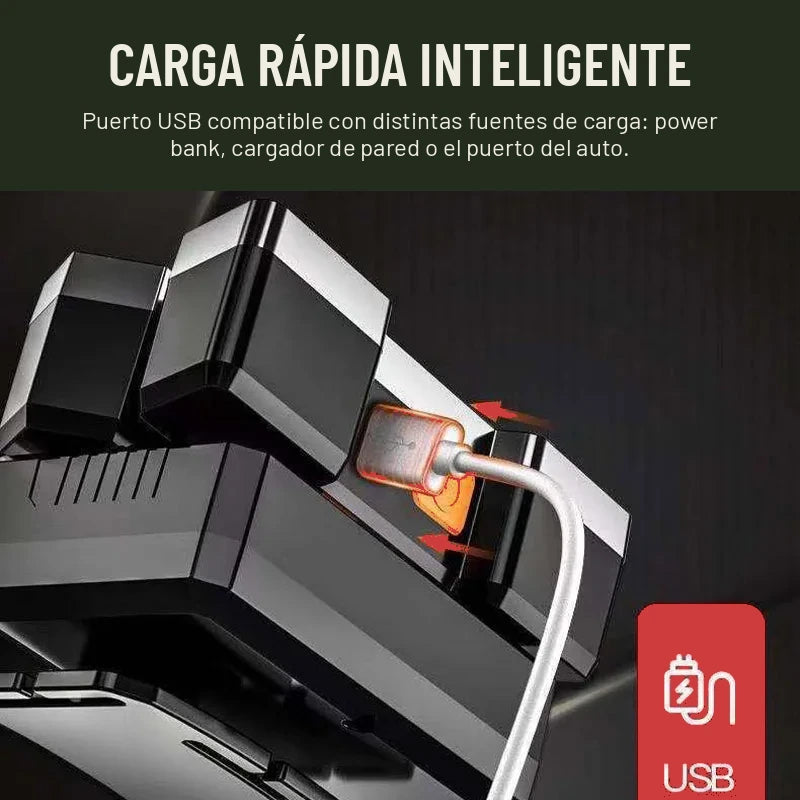Puerto de carga rápida USB de la linterna frontal LED recargable