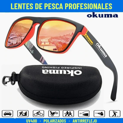 Lentes de sol de pesca profesional Okuma con estuche rígido, polarizados UV400