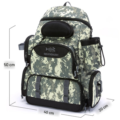 Mochila de pesca estampado outdoor con medidas de 50 x 40 x 20 cm
