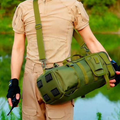 Bolsas laterales de la mochila de pesca con portacañas