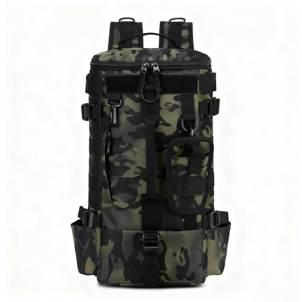 Mochila de pesca con portacañas lista para salir