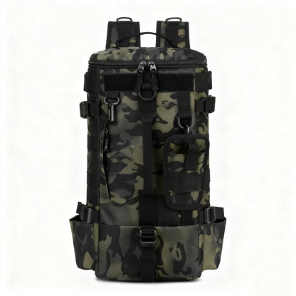 Mochila de pesca con portacañas lista para salir