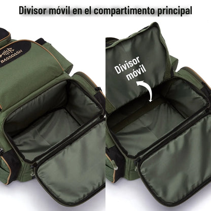 Divisor movil del compartimento principal de la mochila de pesca verde olivo