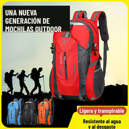 Mochila de senderismo de 40 litros, ligera y resistente al agua, en rojo