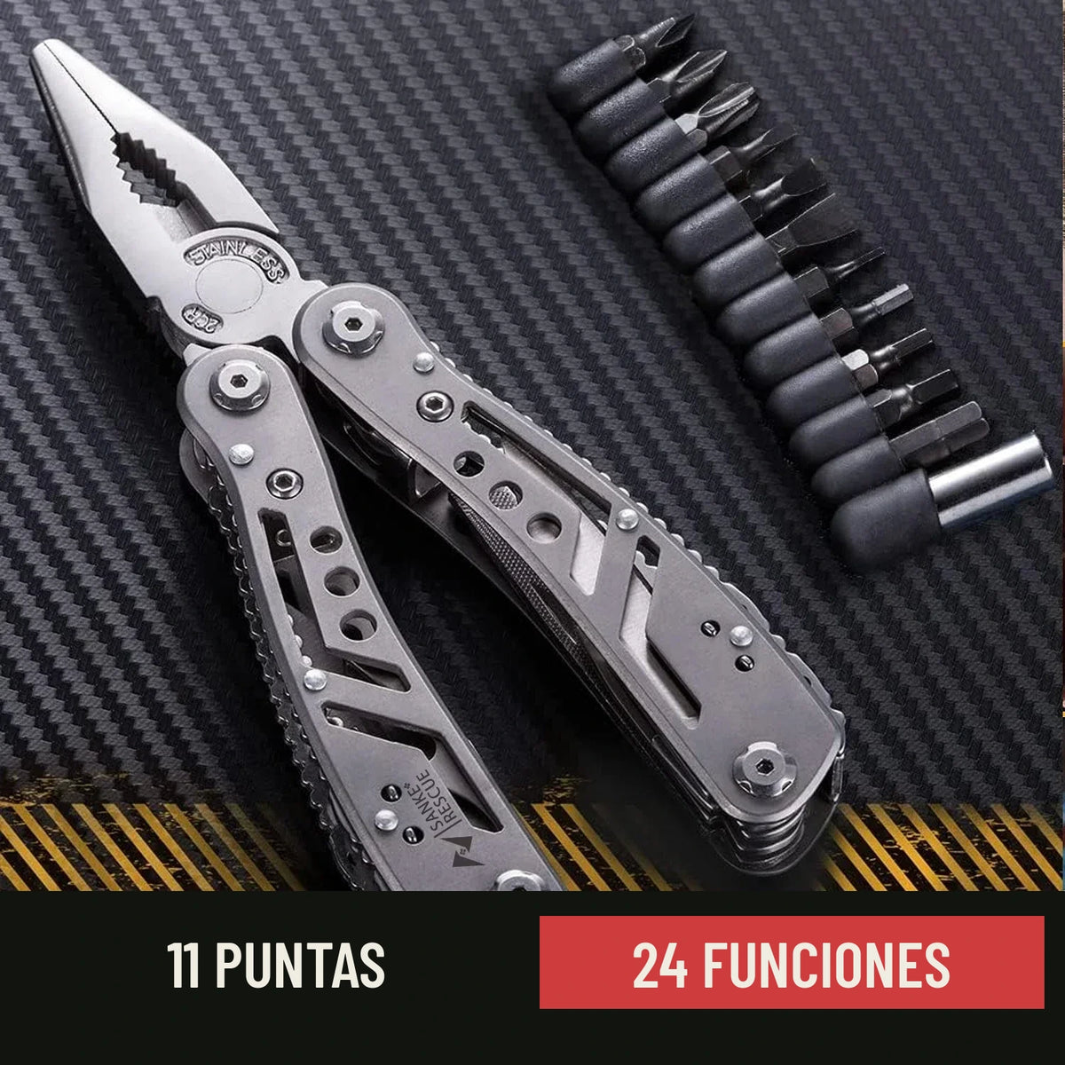 Multiherramienta 24 en 1 con 11 puntas intercambiables de desarmador