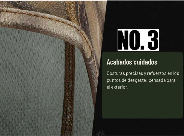 Costuras y acabados del pasamontañas outdoor de camuflaje