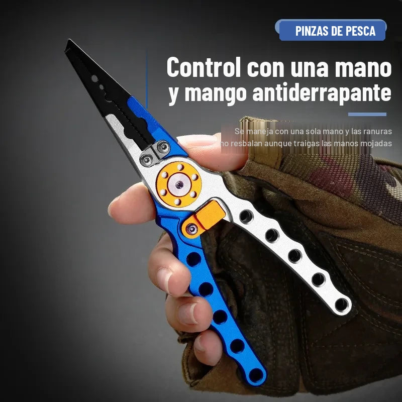 Pinzas de pesca sujetadas con una mano, con mango antiderrapante