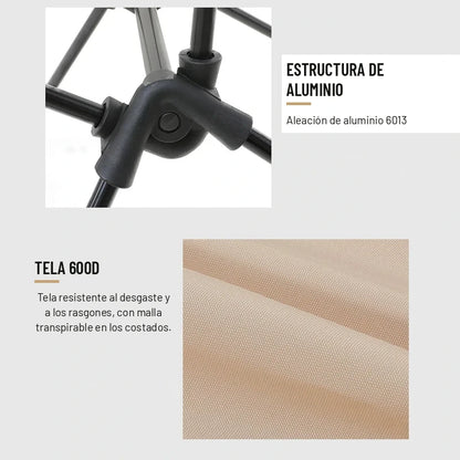 Estructura de aluminio 6013 y tela 600D de la silla plegable de camping